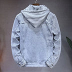 Veste en Jean à Capuche Homme Vauban – Hoodie Denim Déchiré Vintage Boutonné