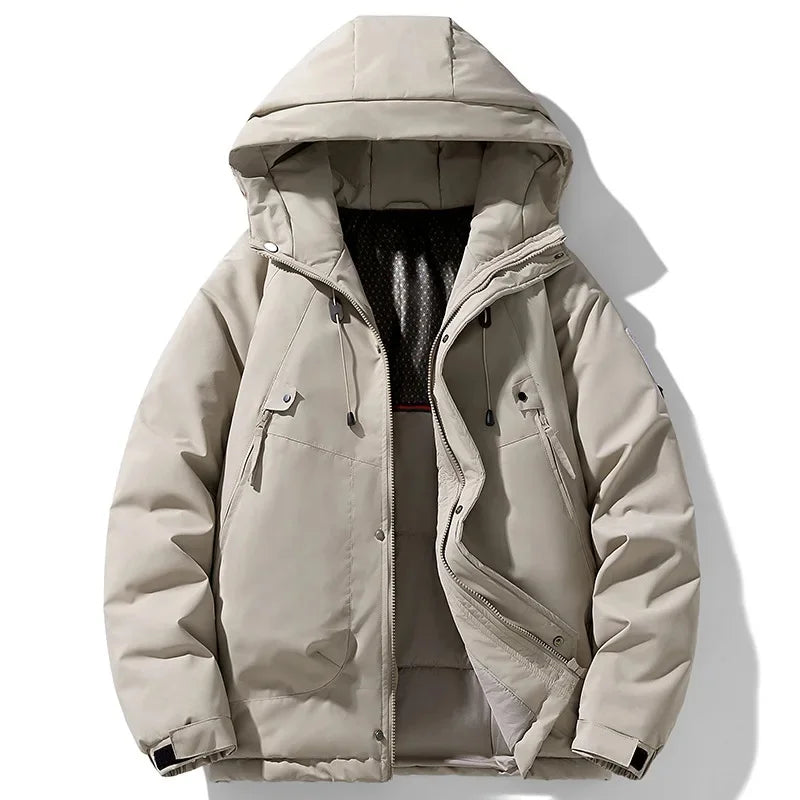 Manteau à Capuche Homme Brécourt – Doudoune Imperméable Garnie de Duvet de Canard, Chaude et Légère
