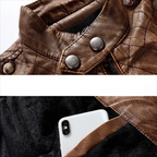 Blouson en Cuir Vintage Homme Morlaix – Veste Cuir Véritable Doublée Laine à Poches Zippées
