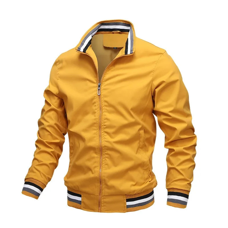 Veste de Terrain Homme Charente – Blouson Coupe-Vent Imperméable Zippé à Bandes Rétro
