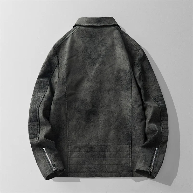 Veste en Daim Italien Homme Belleville – Blouson Suède Rétro à Col Boutonné et Poches Zippées