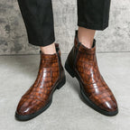 Bottes Homme Gascogne – Bottines Effet Croco à Sangles et Boucles, Semelle Antidérapante