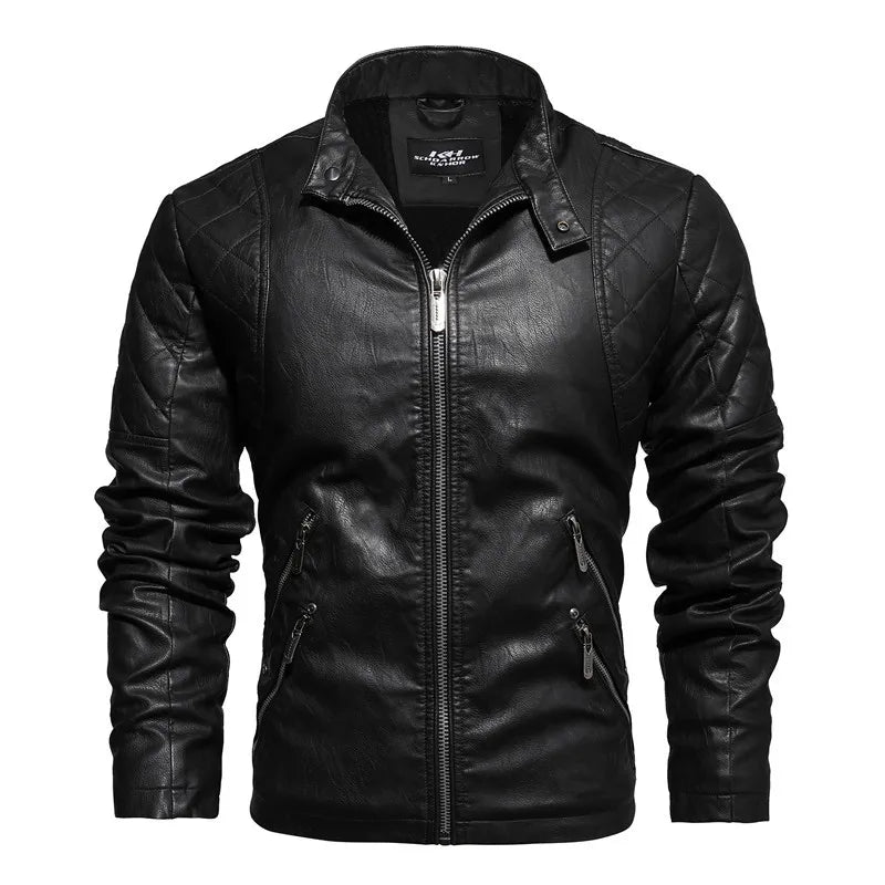 Blouson en Cuir Vintage Homme Morlaix – Veste Cuir Véritable Doublée Laine à Poches Zippées