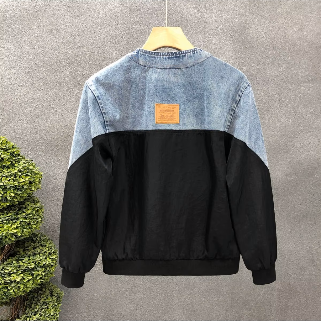 Veste Vintage Homme Étretat – Blouson en Coton à Pressions et Finitions Denim