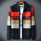 Veste en Maille de Laine Zippée Homme Grenoble – Gilet Col Montant 100 % Laine à Motifs Vintage
