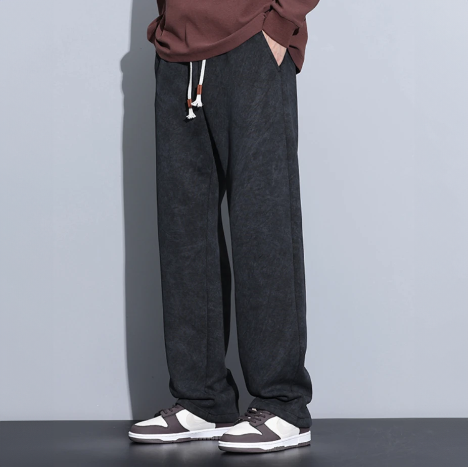 Pantalon Jogging en Coton Homme Saint-Malo – Jogger Décontracté Délavé à Cordon et Poches Profondes