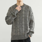 Pull Torsadé en Laine Homme Mont-Blanc – Pull Épais Maille Torsadée Col Rond