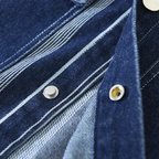 Chemise en Jean Patchwork Homme Martigues – Chemise Denim Rayée à Pressions Manches Longues