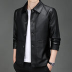Veste en Simili Cuir Homme Cannes – Blouson Boutonné Style Italien Années 60, Finition Mate