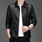Veste en Simili Cuir Homme Cannes – Blouson Boutonné Style Italien Années 60, Finition Mate