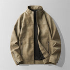 Veste en Daim Italien Homme Kerlouan – Blouson Suède Rétro à Poches et Poignets Zippés