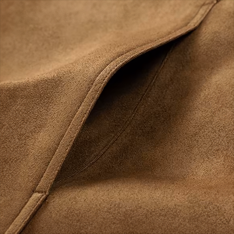 Veste en Daim Homme Orléans – Blouson Suède Structuré à Pressions et Poches Poitrine