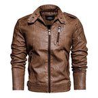 Blouson en Cuir Vintage Homme Morlaix – Veste Cuir Véritable Doublée Laine à Poches Zippées