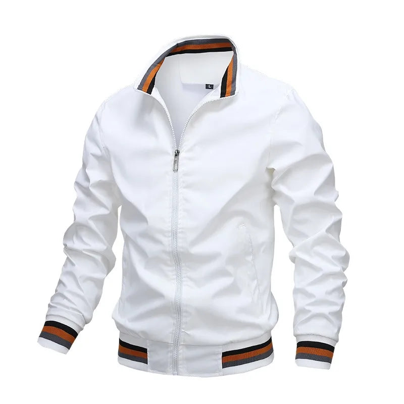Veste de Terrain Homme Charente – Blouson Coupe-Vent Imperméable Zippé à Bandes Rétro