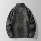 Veste en Daim Italien Homme Kerlouan – Blouson Suède Rétro à Poches et Poignets Zippés