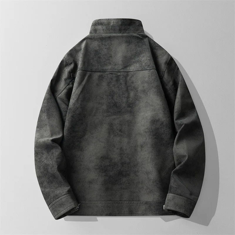 Veste en Daim Italien Homme Kerlouan – Blouson Suède Rétro à Poches et Poignets Zippés