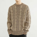 Pull Torsadé en Laine Homme Mont-Blanc – Pull Épais Maille Torsadée Col Rond