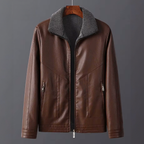 Blouson en Cuir Vintage Homme Baptiste – Veste Cuir Patinée Zippée avec Poches Chauffe-Mains