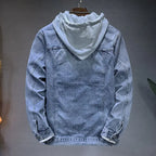 Veste en Jean à Capuche Homme Vauban – Hoodie Denim Déchiré Vintage Boutonné