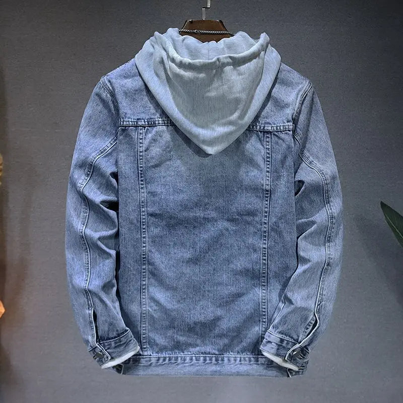 Veste en Jean à Capuche Homme Vauban – Hoodie Denim Déchiré Vintage Boutonné