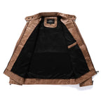 Blouson en Cuir Vintage Homme Morlaix – Veste Cuir Véritable Doublée Laine à Poches Zippées