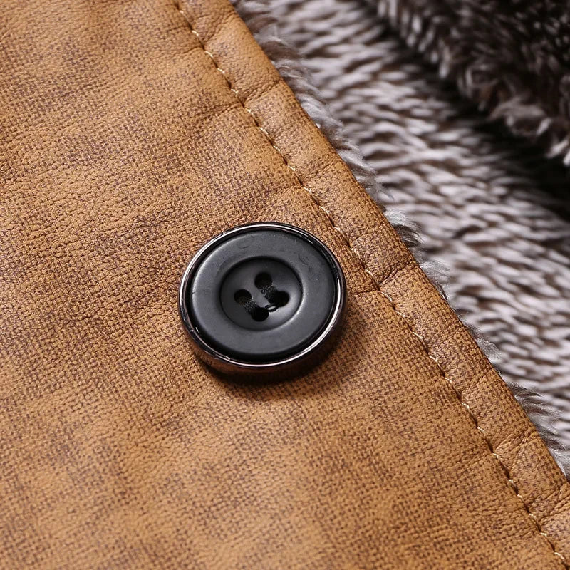 Pardessus en Daim Homme Tours – Manteau Long Suède Doublé Laine Mérinos à Épaulettes
