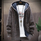 Sweat à Capuche Long Zippé Homme Hardelot – Hoodie Gaufré Doublé Polaire Coupe Longue