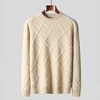 Pull en Cachemire Homme Cassis – Pull Col Rond Maille Losange, Doux et Chaud
