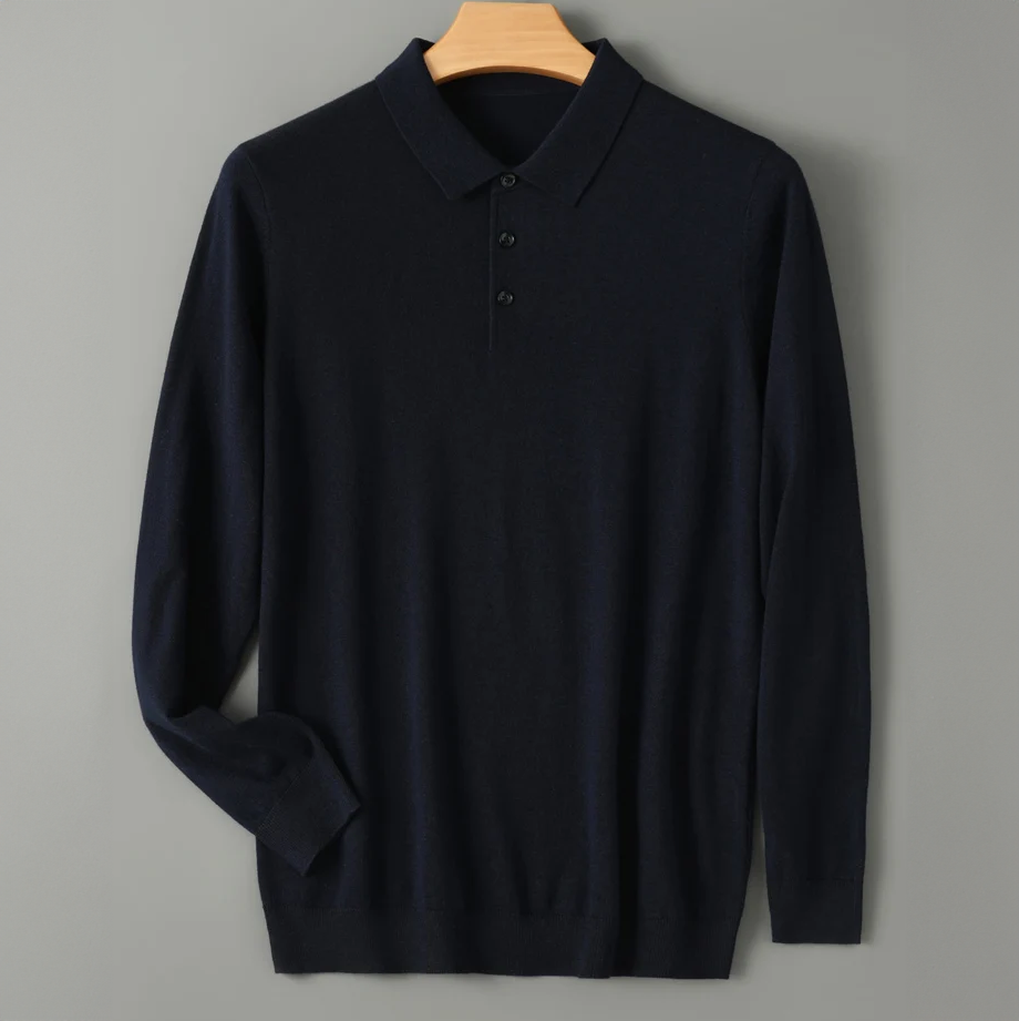 Polo Manches Longues en Laine Homme Bréhat – Polo Maille Chaud et Extensible