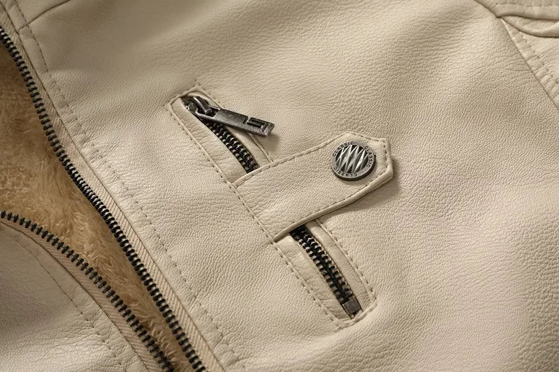 Blouson en Cuir à Capuche Homme Corentin – Veste Cuir Doublée Laine, Capuche Coton Amovible