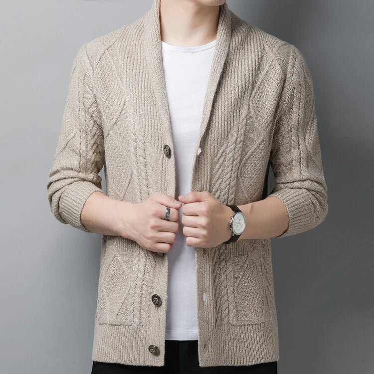 Blazer en Maille Homme Marly – Veste Tricotée Douce à Motif Tressé, Coupe Décontractée