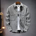 Chemise en Jean Homme Brévent – Chemise Denim Délavée Vintage Manches Longues, Coton Stretch