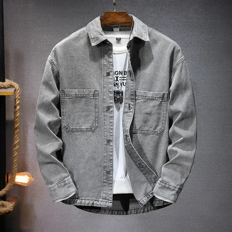 Chemise en Jean Homme Brévent – Chemise Denim Délavée Vintage Manches Longues, Coton Stretch