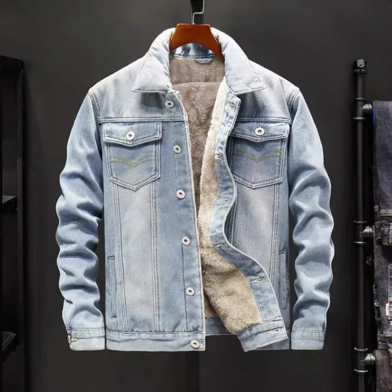 Veste en Jean Homme Marceau – Veste Denim Délavée Vintage Boutonnée, Doublure Coton