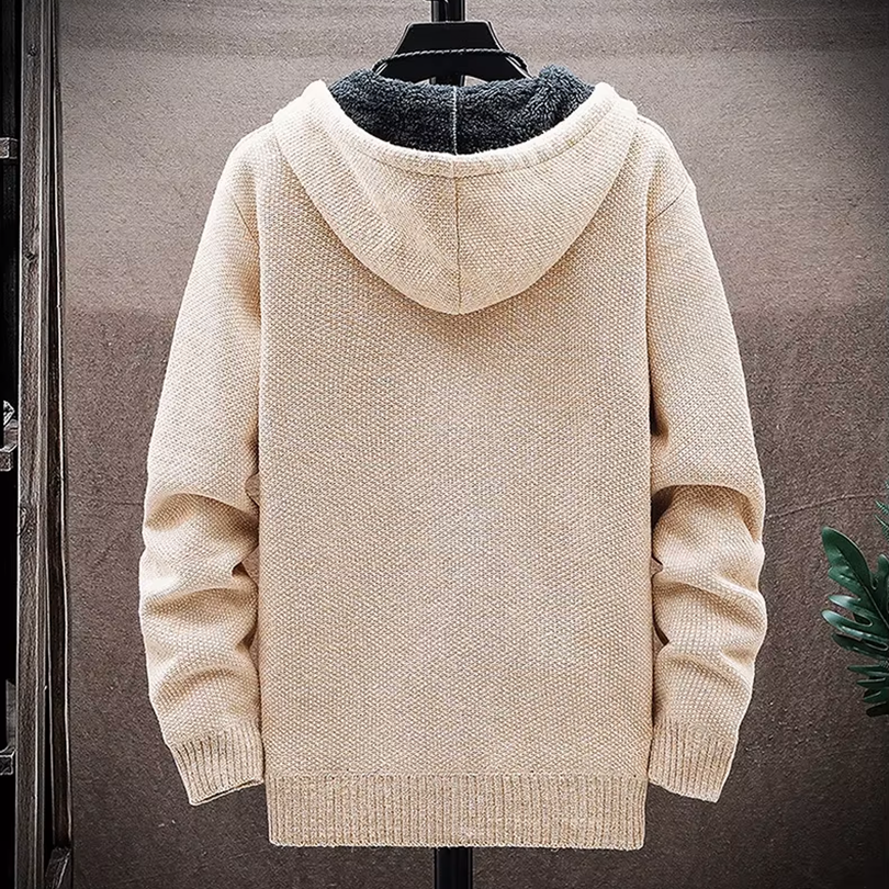 Sweat à Capuche Long Zippé Homme Hardelot – Hoodie Gaufré Doublé Polaire Coupe Longue