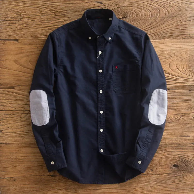Chemise Vintage en Coton Homme Hennebont – Chemise 100 % Coton Manches Longues à Finitions Rétro