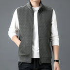 Gilet en Maille Zippé Homme Corrèze – Gilet Sans Manches Col Roulé en Coton Tricoté