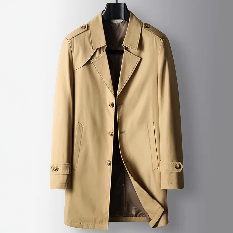 Pardessus Homme Duras – Manteau Mi-Long Ajusté à Épaulettes et Boutonnage Trois Boutons