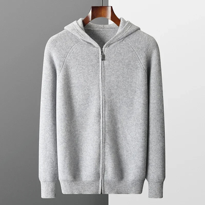 Sweat à Capuche en Maille Laine et Cachemire Homme Valence – Hoodie Tricot Doux et Chaud