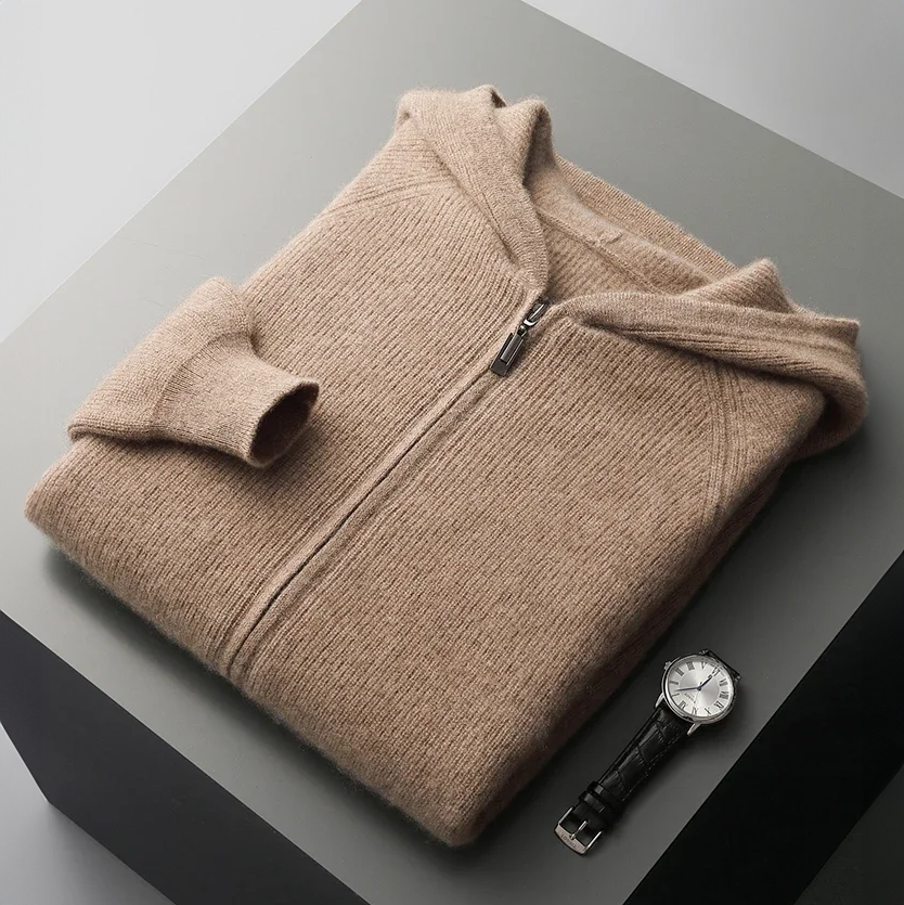 Sweat à Capuche en Maille Laine et Cachemire Homme Valence – Hoodie Tricot Doux et Chaud