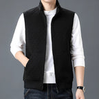 Gilet en Maille Zippé Homme Corrèze – Gilet Sans Manches Col Roulé en Coton Tricoté