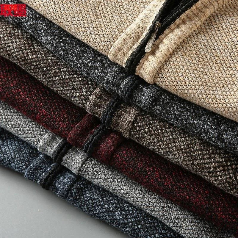 Veste Zippée Homme Cordes – Blouson en Coton Brossé Chaud à Finitions Contrastées