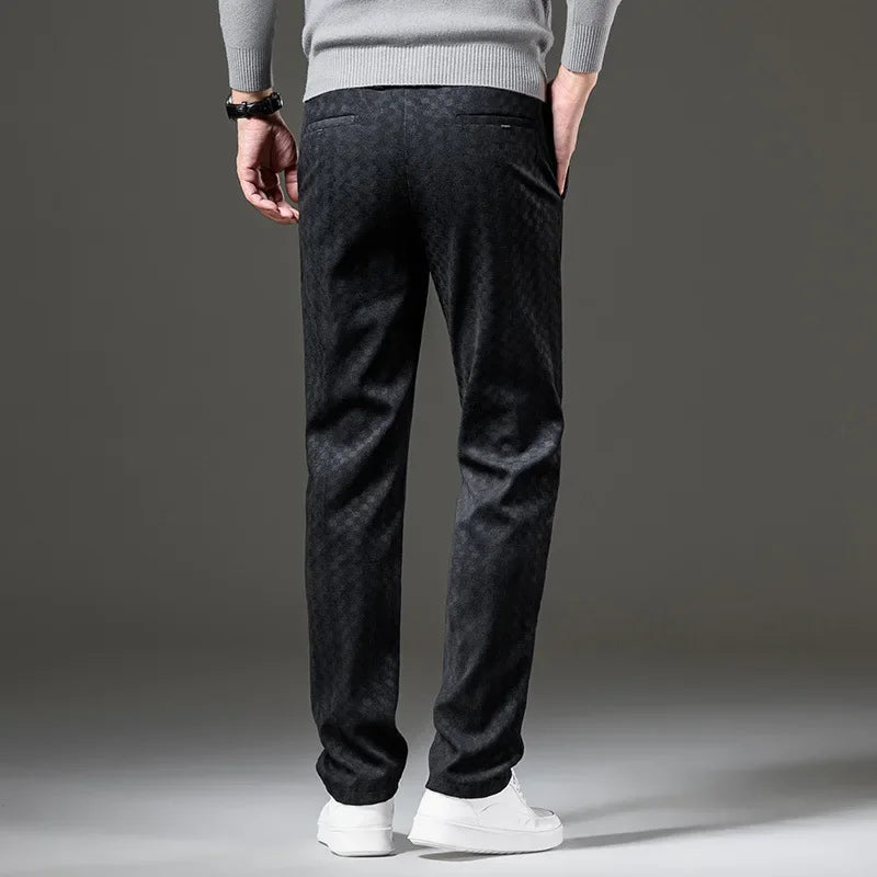 Pantalon à Carreaux Homme Honfleur – Pantalon en Velours Côtelé Rétro à Taille Élastique et Passants