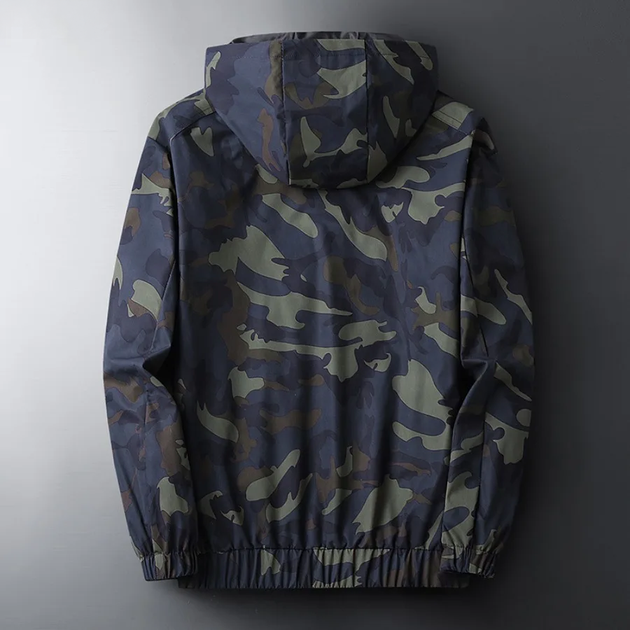 Veste Camouflage Homme Royan – Blouson Coupe-Vent Déperlant à Capuche Style Camouflage Années 70