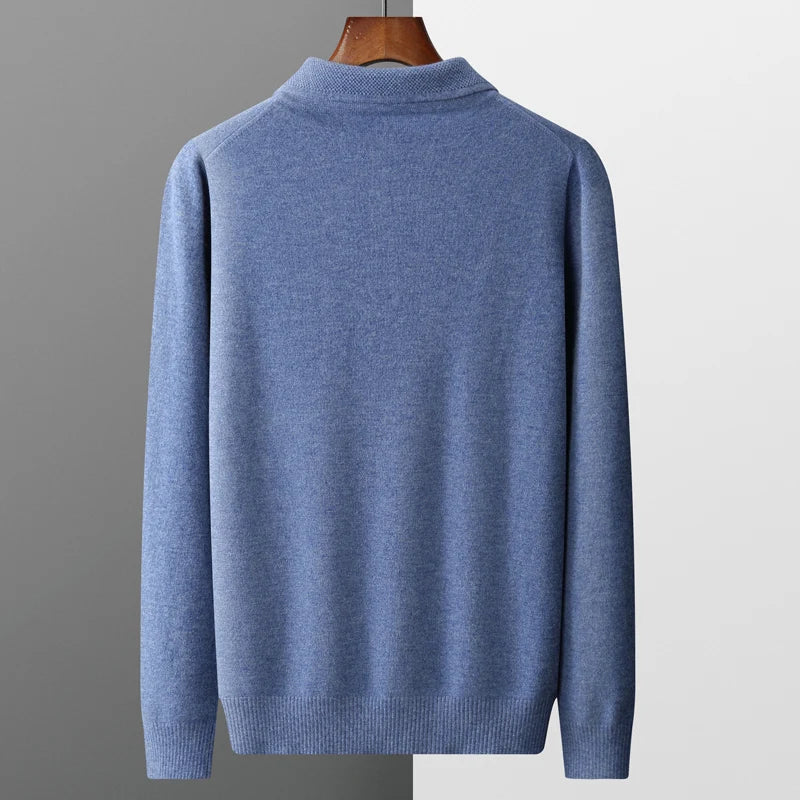 Polo Manches Longues en Laine Mérinos Homme Vernon – Polo Maille Élégant et Extensible