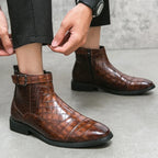 Bottes Homme Gascogne – Bottines Effet Croco à Sangles et Boucles, Semelle Antidérapante