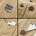 Veste de Terrain Homme Fougères – Manteau Imperméable Coupe-Vent Isolé à Boutons Pression