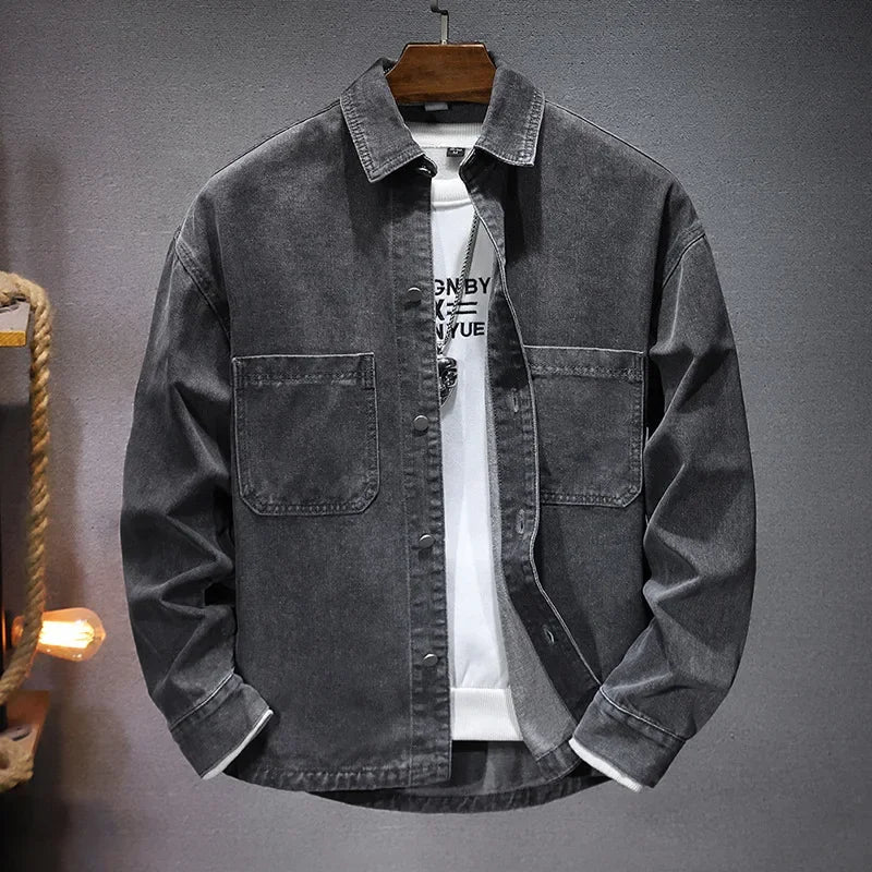Chemise en Jean Homme Brévent – Chemise Denim Délavée Vintage Manches Longues, Coton Stretch