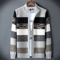 Veste en Maille de Laine Zippée Homme Grenoble – Gilet Col Montant 100 % Laine à Motifs Vintage