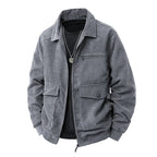 Veste en Velours Côtelé Homme Carnac – Veste Trucker Zippée Multi-Poches Style Rétro